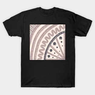 Waves and spots in warm neutral grey and dark charcoal T-Shirt